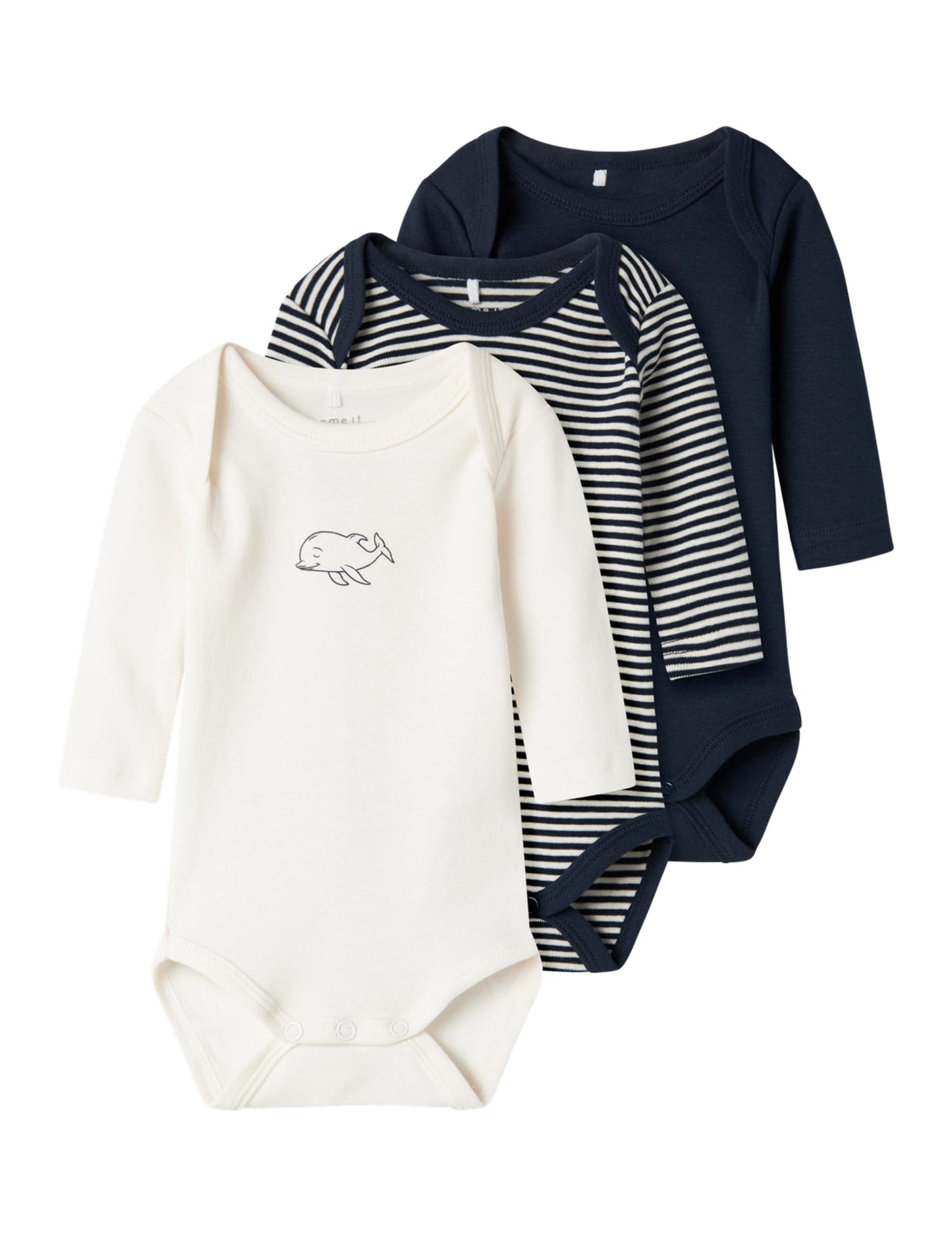 Name It Core 2 Body à manches longues pour bébé, 3 unités, 12 mois - Fabriqué en coton biologique