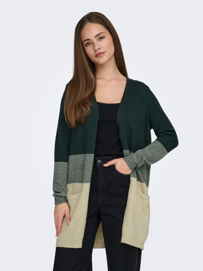 ONLY Queen Gilet long à manches longues, en maille, pour femme, vert (June Bug), taille XL