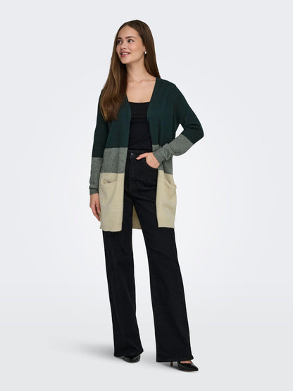 ONLY Queen Gilet long à manches longues, en maille, pour femme, vert (June Bug), taille XL