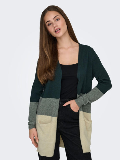 ONLY Queen Gilet long à manches longues, en maille, pour femme, vert (June Bug), taille XL