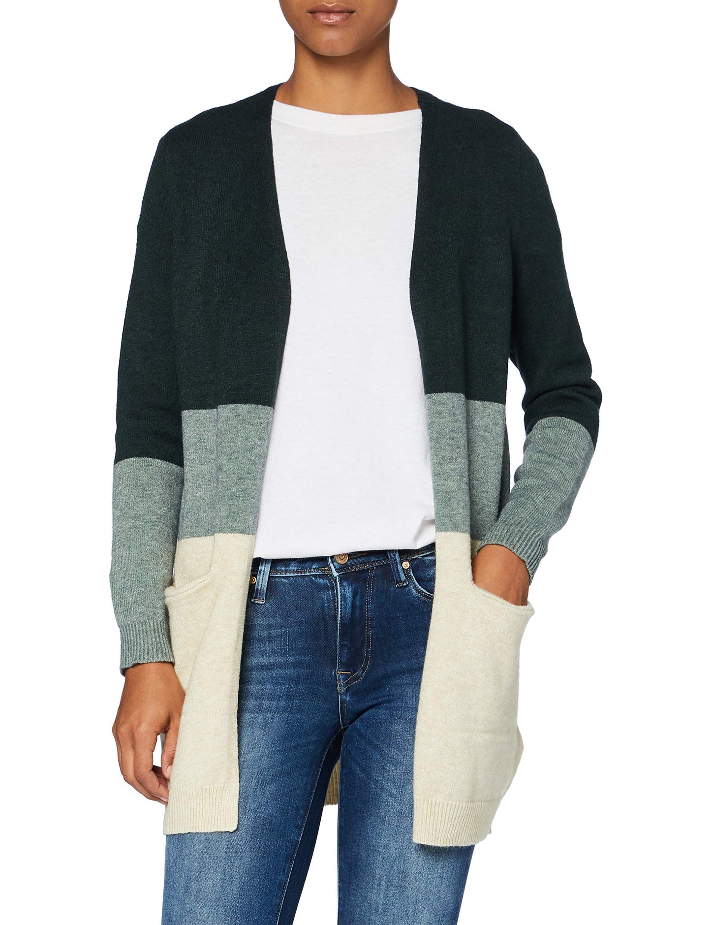 ONLY Queen Gilet long à manches longues, en maille, pour femme, vert (June Bug), taille XL