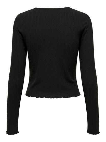 Only T-shirt à manches longues Onlemma L/S O-Neck Short Top Jrs, noir, taille L femme