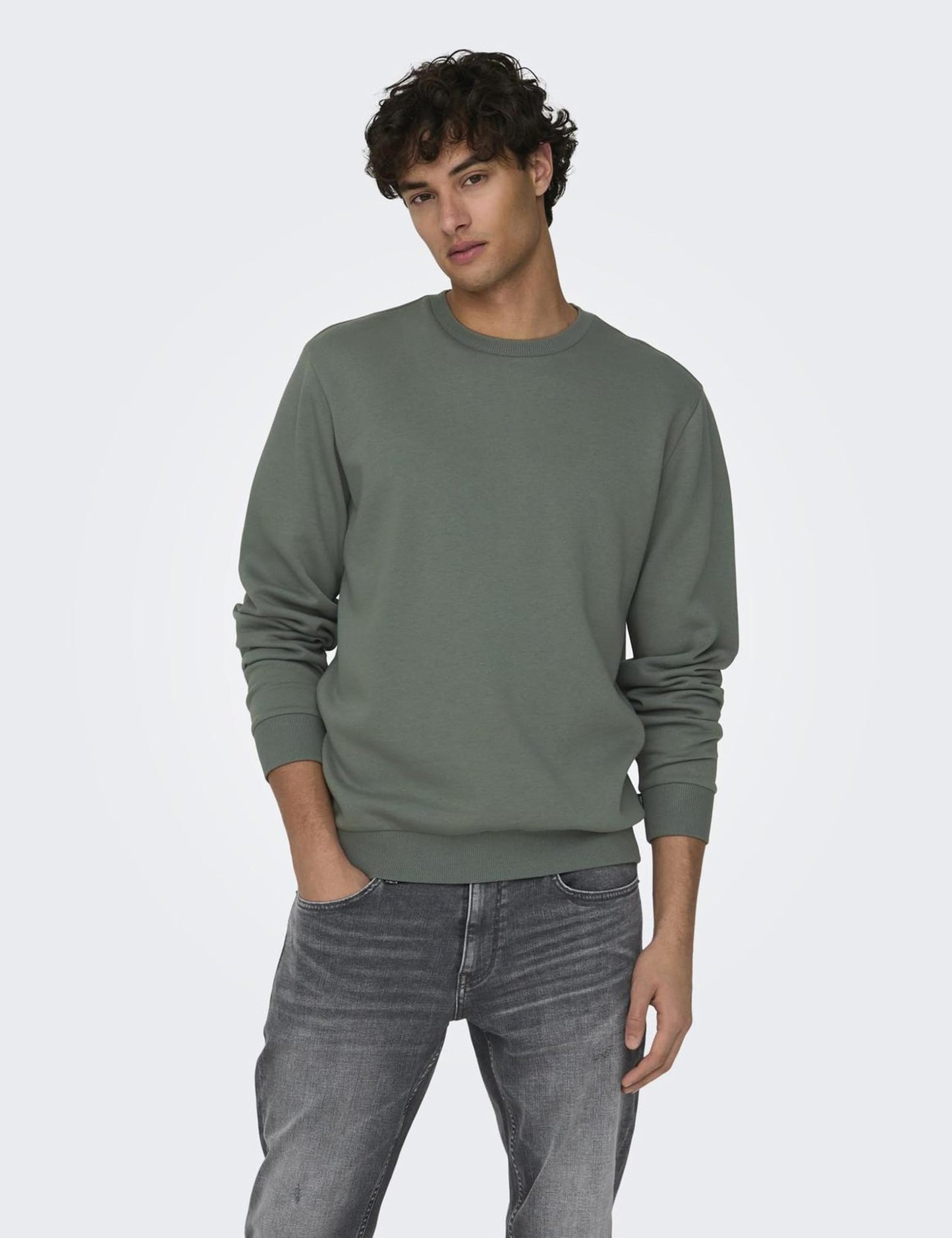 Only & Sons Onceres Sweat-shirt à col rond Noos, gris (gris castor), taille M homme