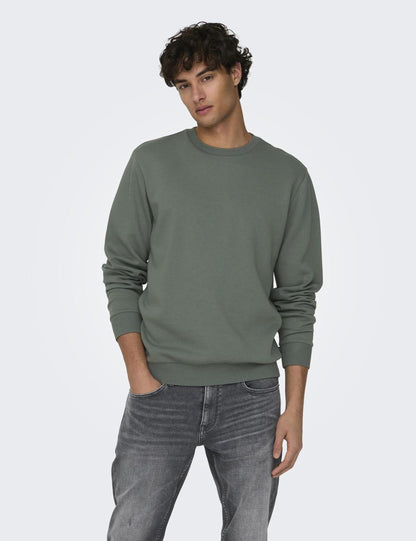 Only & Sons Onceres Sweat-shirt à col rond Noos, gris (gris castor), taille M homme