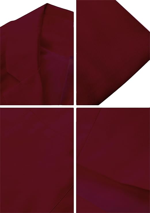 PUDANA Blazer classique pour femme, coupe droite, col à revers, couleur unie, manches longues, rouge vif, taille 4XL