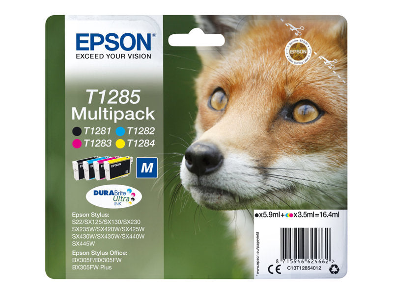 Epson T1285 Multipack - Pack de 4 - noir, jaune, cyan, magenta - emballage coque avec alarme radioélectrique/ acoustique - cartouche d'encre - pour Stylus S22, SX130, SX230, SX235, SX430, SX435, SX438, SX440, SX445, Stylus Office BX305 Super Promo PC