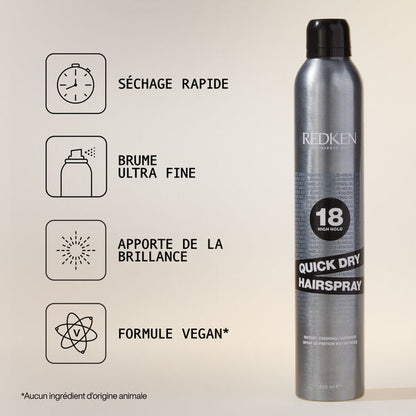 Redken Quick Dry Hairspray 18 Spray de fixation instantanée 400ml