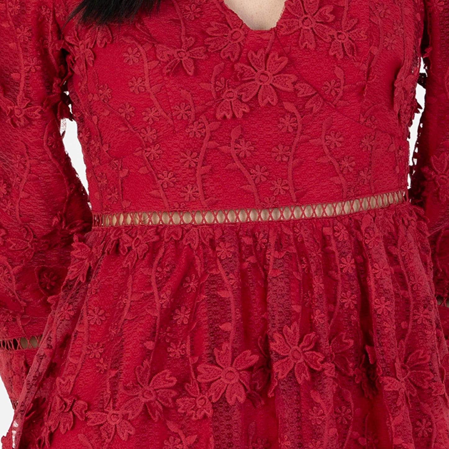 Robe midi Maya Deluxe pour femme, ornée de broderies florales en dentelle