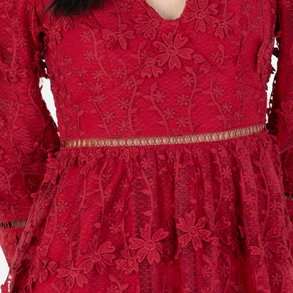 Robe midi Maya Deluxe pour femme, ornée de broderies florales en dentelle