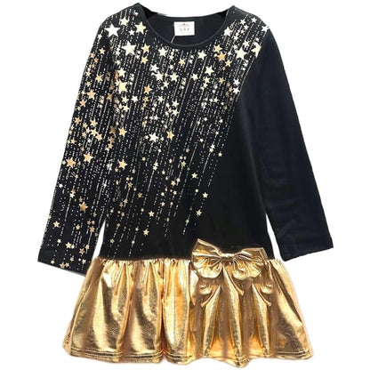 Robes VIKITA pour grandes filles, dorées et noires, vêtements de Noël pour enfants de 9 à 10 ans