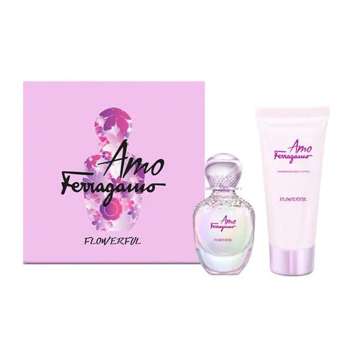 Salvatore Ferragamo Amo Ferragamo Flowerful Eau de Toilette 50 ml + Lait Corps 100 ml Femme – Coffret Parfum Floral Fruité