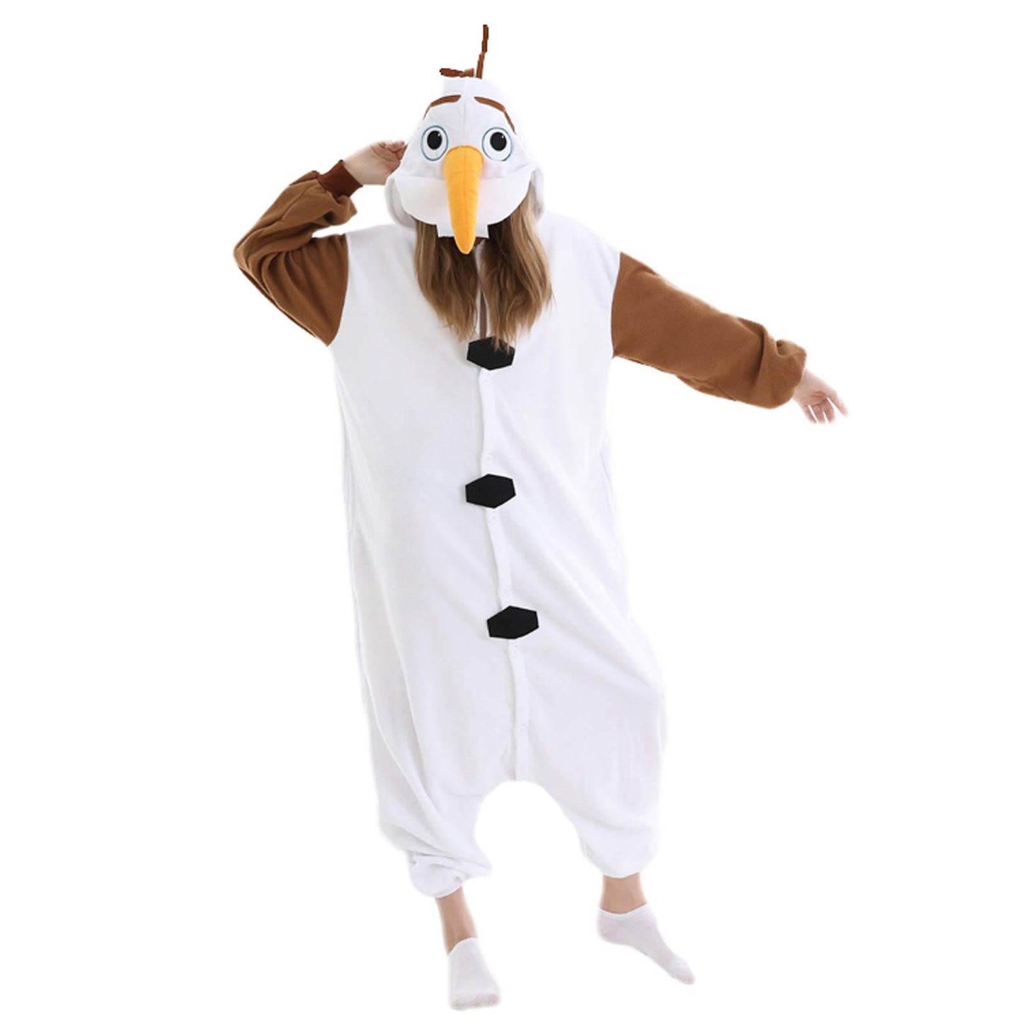 Siyue Olaf Combinaison unisexe, pyjama blanc pour adulte, taille L, idéal pour Halloween, carnaval et cosplay