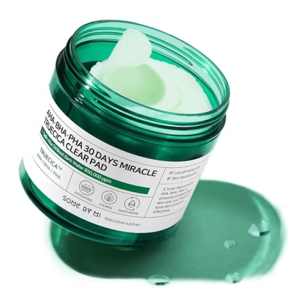 Almohadillas limpiadoras Some By Mi AHA.BHA.PHA 30 Days Miracle Truecica Clear Pad, 70 unidades.