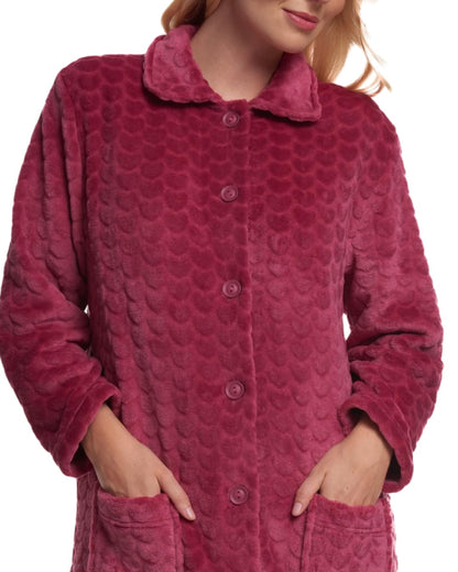 Suzy & Me Peignoir pour femme, en polaire douce gaufrée et boutonnée taille 44-46