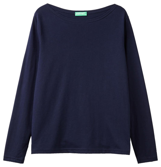 United Colors of Benetton T-shirt longues manches Femme, bleu, taille M