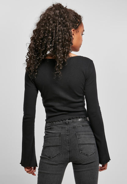 Urban Classics Gilet court côtelé pour femme, noir, taille S