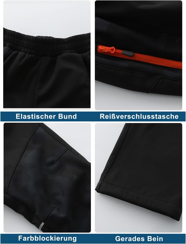 Zzkouine Pantalon softshell chaud d'hiver pour enfant, pantalon de randonnée, pantalon de neige imperméable avec doublure polaire pour garçon