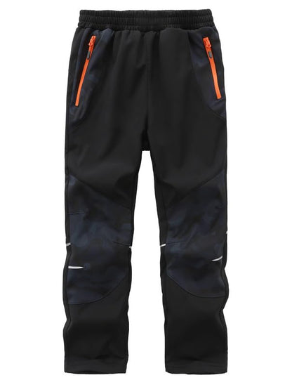 Zzkouine Pantalon softshell chaud d'hiver pour enfant, pantalon de randonnée, pantalon de neige imperméable avec doublure polaire pour garçon