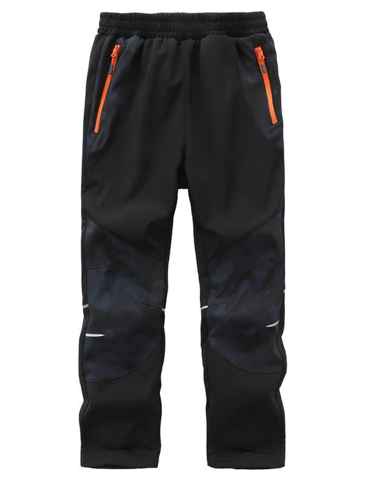 Zzkouine Pantalon softshell chaud d'hiver pour enfant, pantalon de randonnée, pantalon de neige imperméable avec doublure polaire pour garçon
