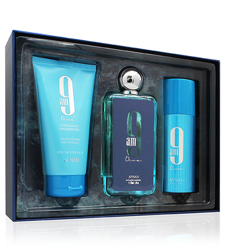 Afnan 9 AM Dive gift unisex eau de parfum 100 ml + shower gel 150 ml + deodorant spray 150 ml