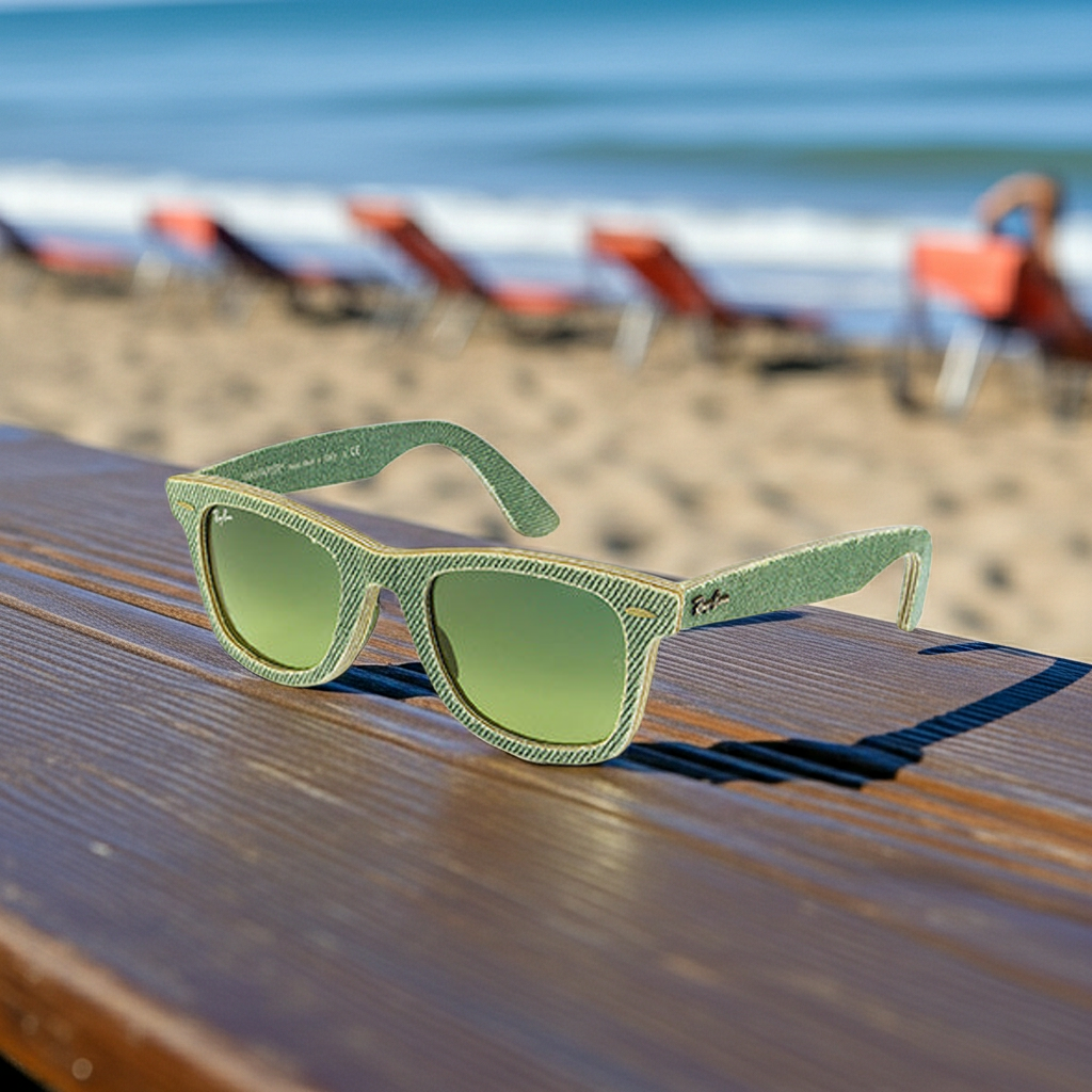 Ray-Ban RB2140 Wayfarer Denim 11663M – Lunettes de soleil unisexes vertes (50x22x145 mm)