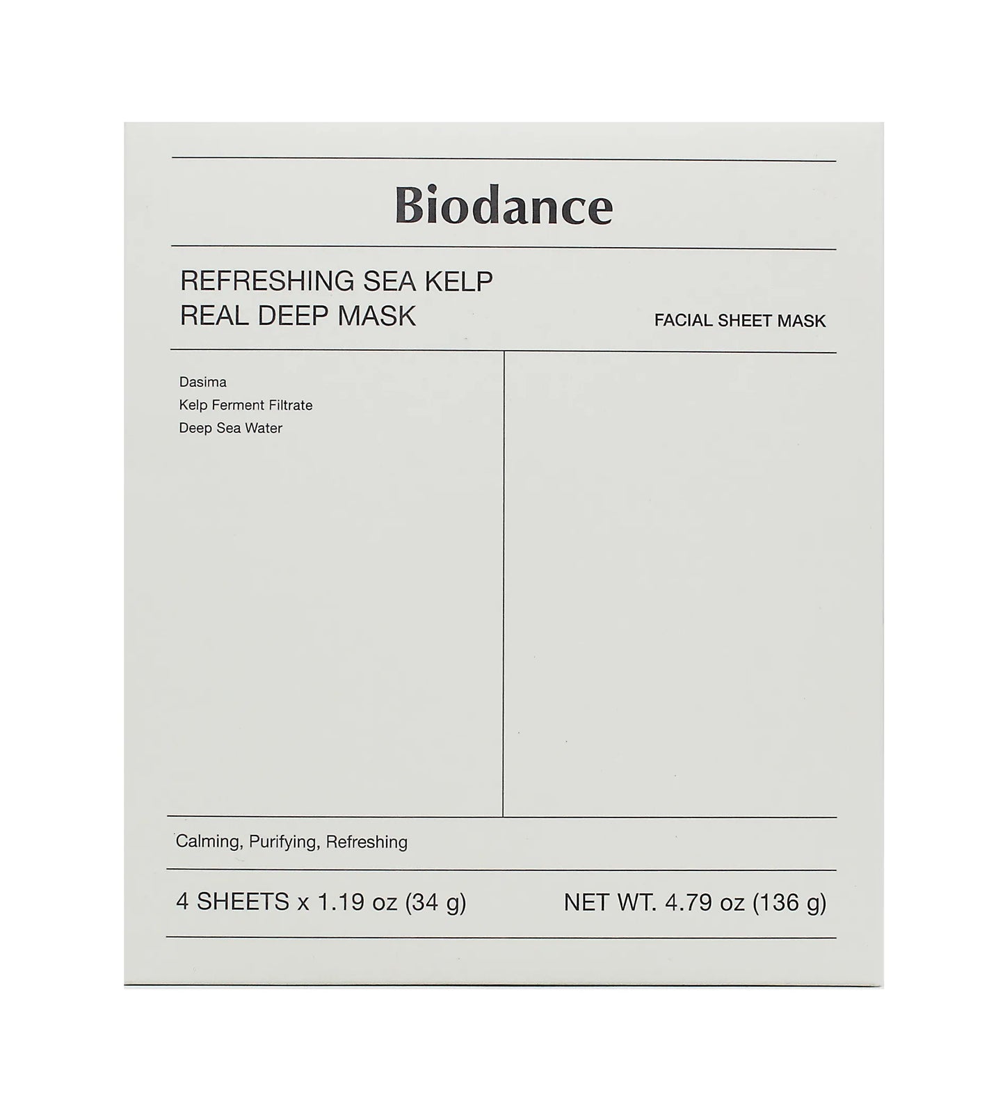 Biodance Real Deep Facial Sheet Mask 4ks