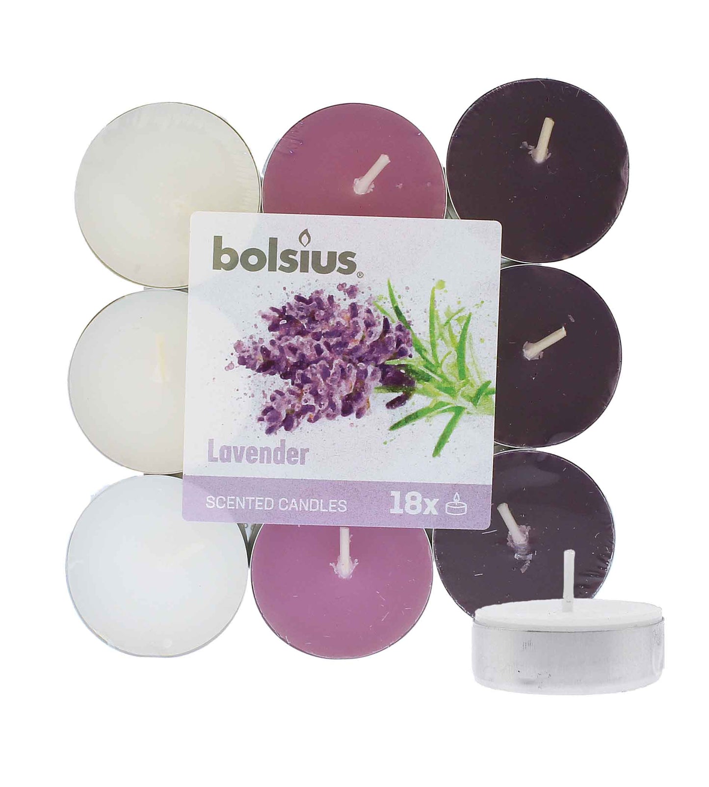 Bolsius Scented Tealights Lavender 4h Tealight Candle 18pcs