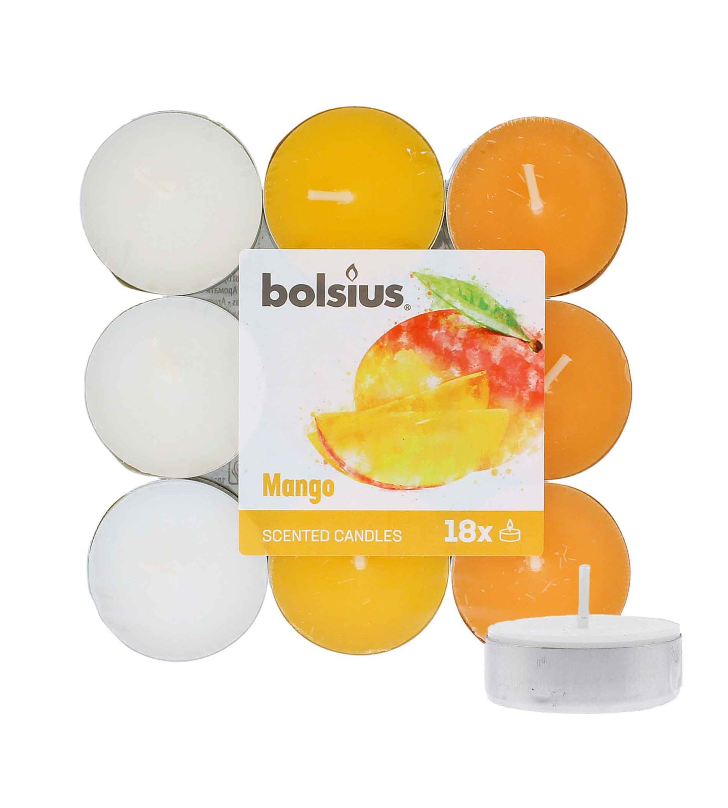 Bolsius Scented Tealights Mango 4h Tealight Candle 18pcs
