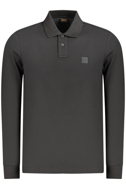 BOSS MEN'S LONG-SLEEVED POLO SHIRT BLACK