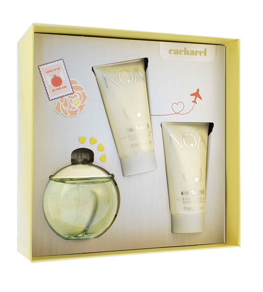 Coffret cadeau Cacharel Noa pour femme : eau de toilette 100 ml + lait pour le corps 50 ml + lait pour le corps 50 ml
