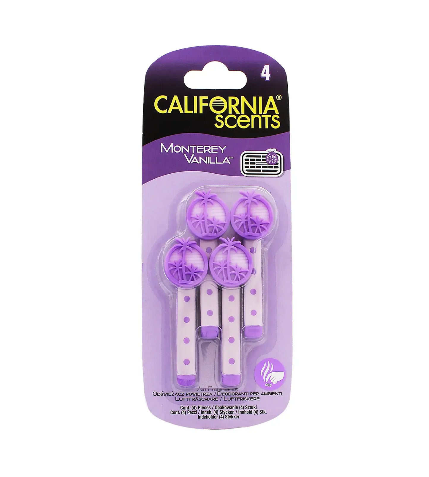 California Scents Vent Stick Monterey Vanilla vůně do auta 4 ks