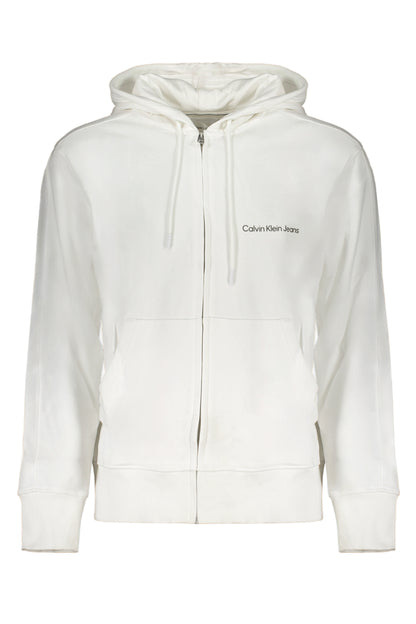 CALVIN KLEIN MEN'S WHITE ZIP SWEATSHIRT