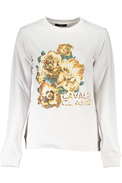 CAVALLI CLASS WOMEN'S WHITE SWEATSHIRT WITHOUT ZIP