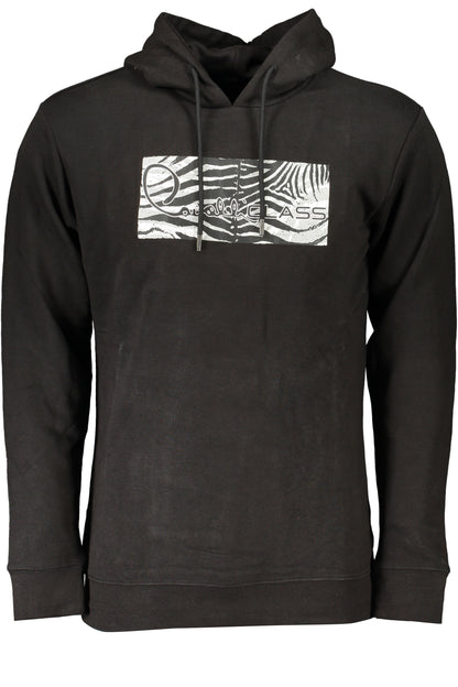 CAVALLI CLASS MEN'S BLACK ZIP-OUT SWEATSHIRT
