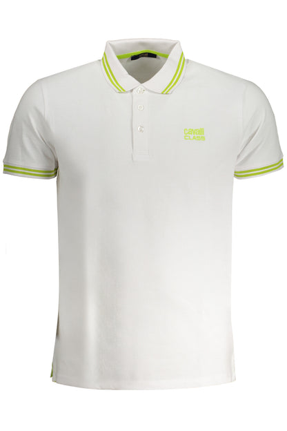 CAVALLI CLASS MEN'S WHITE SHORT SLEEVED POLO SHIRT