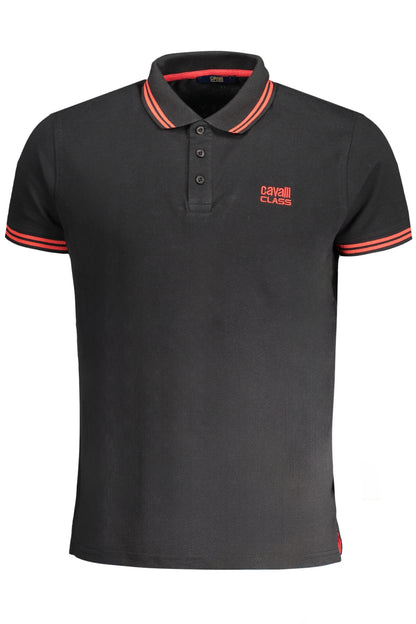 CAVALLI CLASS MEN'S SHORT SLEEVED POLO SHIRT BLACK