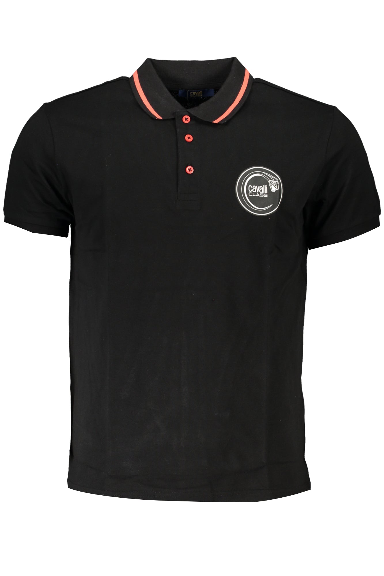 CAVALLI CLASS MEN'S SHORT SLEEVED POLO SHIRT BLACK