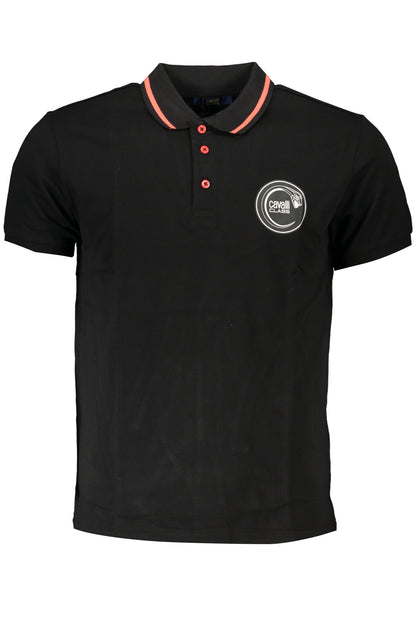CAVALLI CLASS MEN'S SHORT SLEEVED POLO SHIRT BLACK