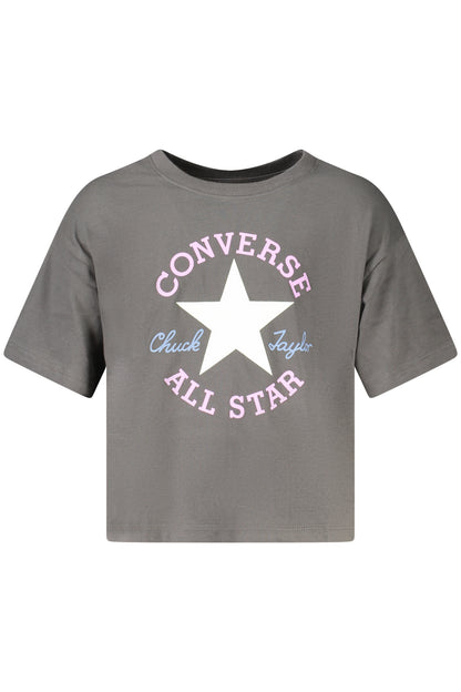 T-shirt Converse à manches courtes pour filles, noir