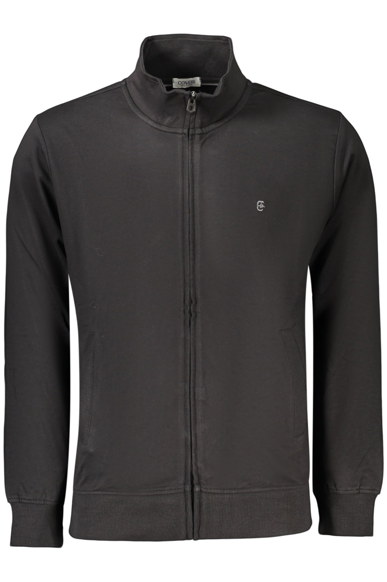 COVERI MOVING MEN'S BLACK ZIP-UP SWEATSHIRT