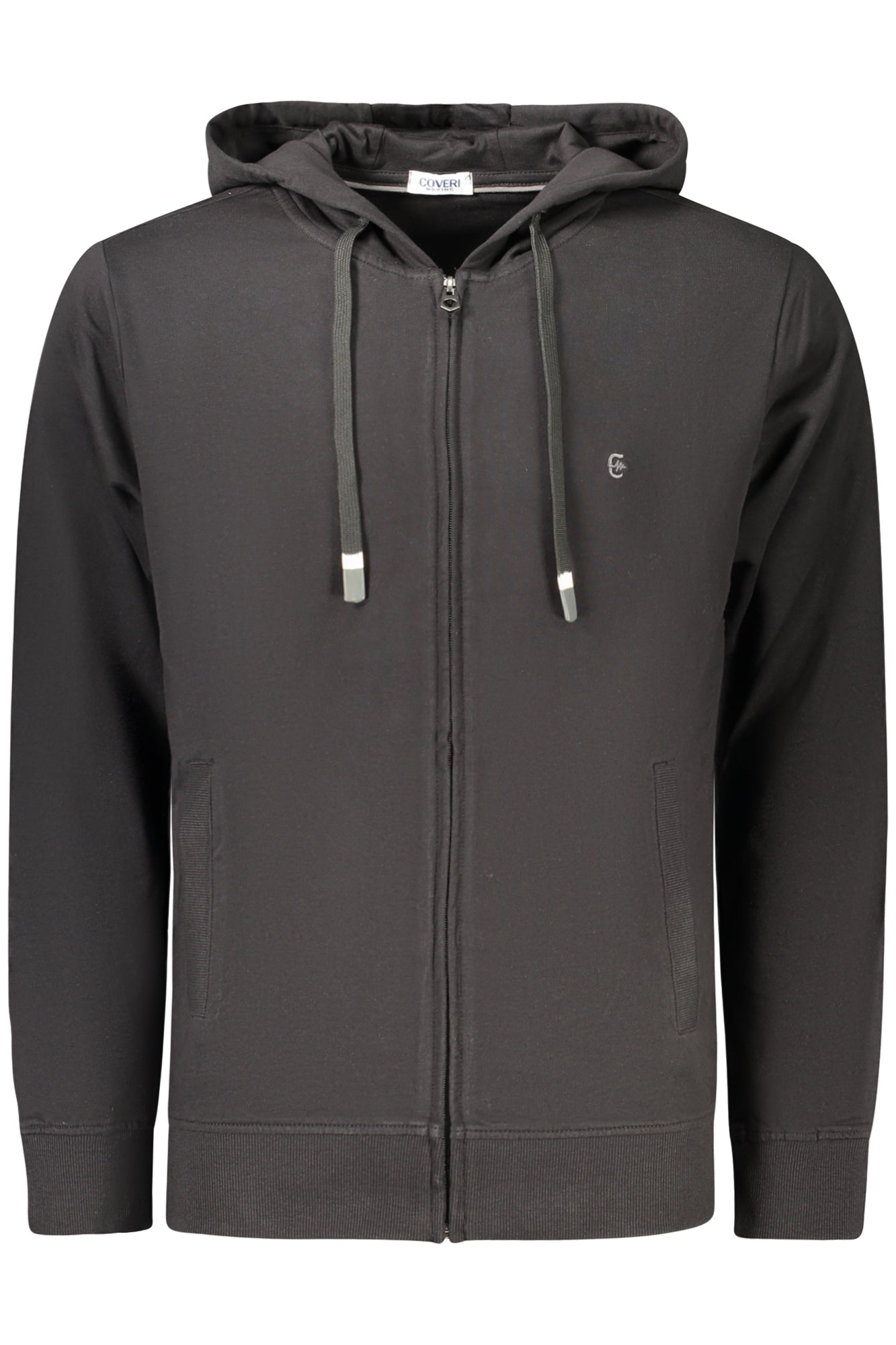COVERI MOVING MEN'S BLACK ZIP-UP SWEATSHIRT
