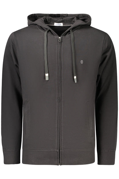COVERI MOVING MEN'S BLACK ZIP-UP SWEATSHIRT