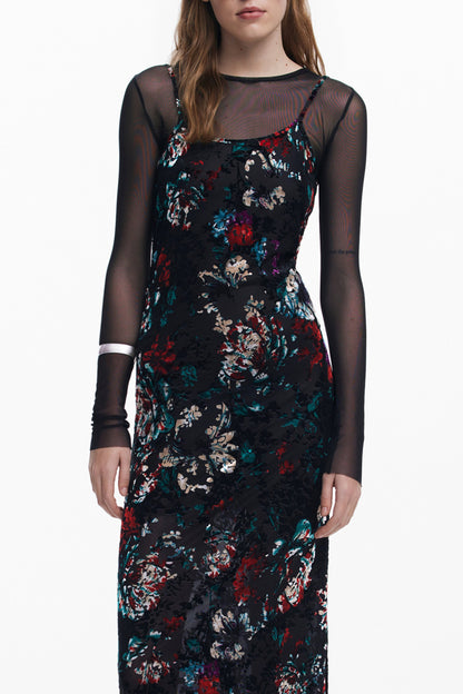 DESIGUAL WOMEN'S LONG BLACK DRESS