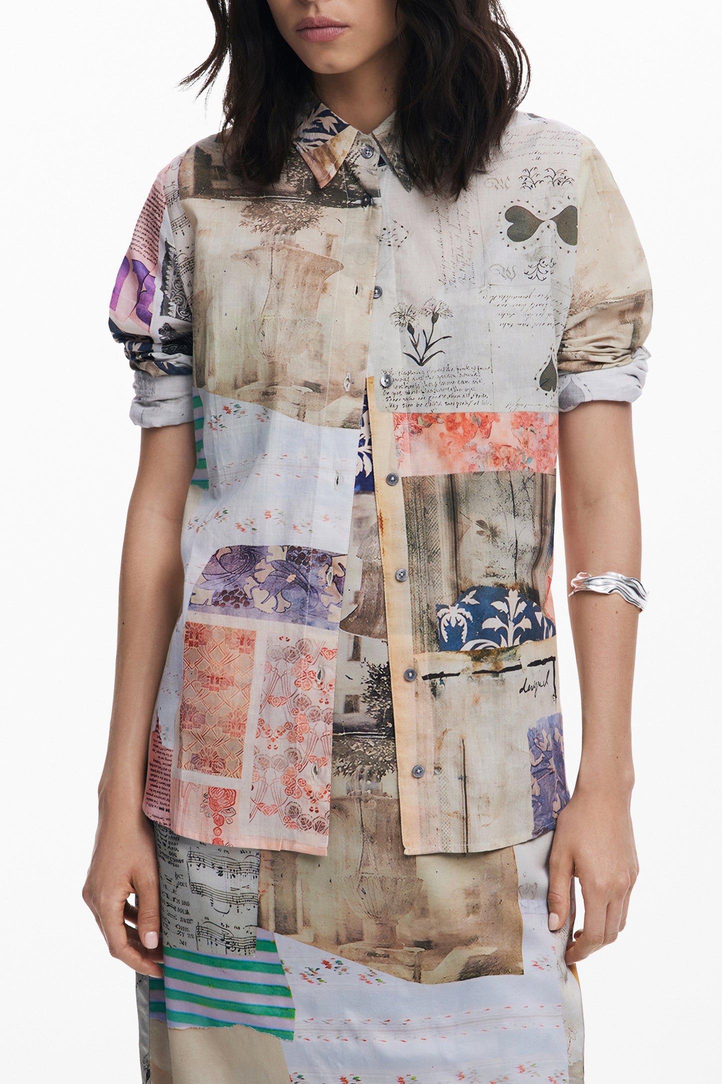 DESIGUAL WOMEN'S LONG-SLEEVED SHIRT, BEIGE