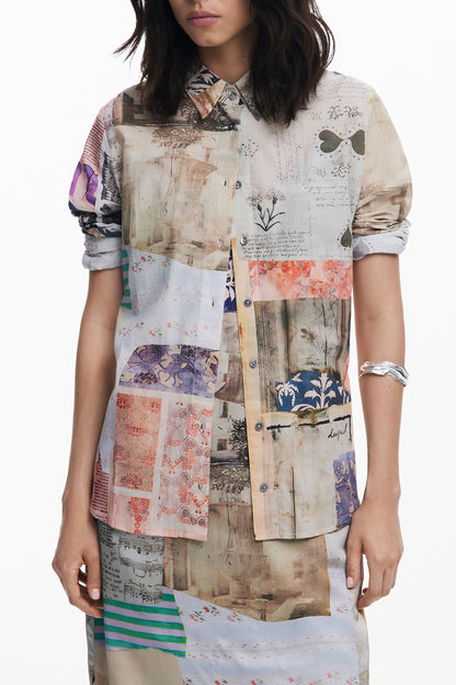 DESIGUAL WOMEN'S LONG-SLEEVED SHIRT, BEIGE