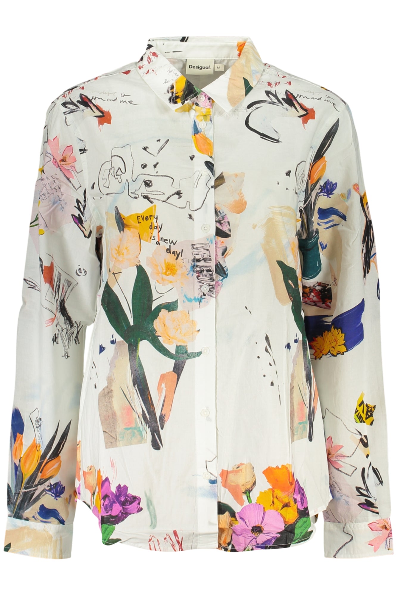 DESIGUAL WOMEN'S LONG-SLEEVED SHIRT WHITE
