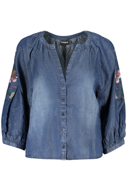 DESIGUAL WOMEN'S LONG-SLEEVED SHIRT, BLUE