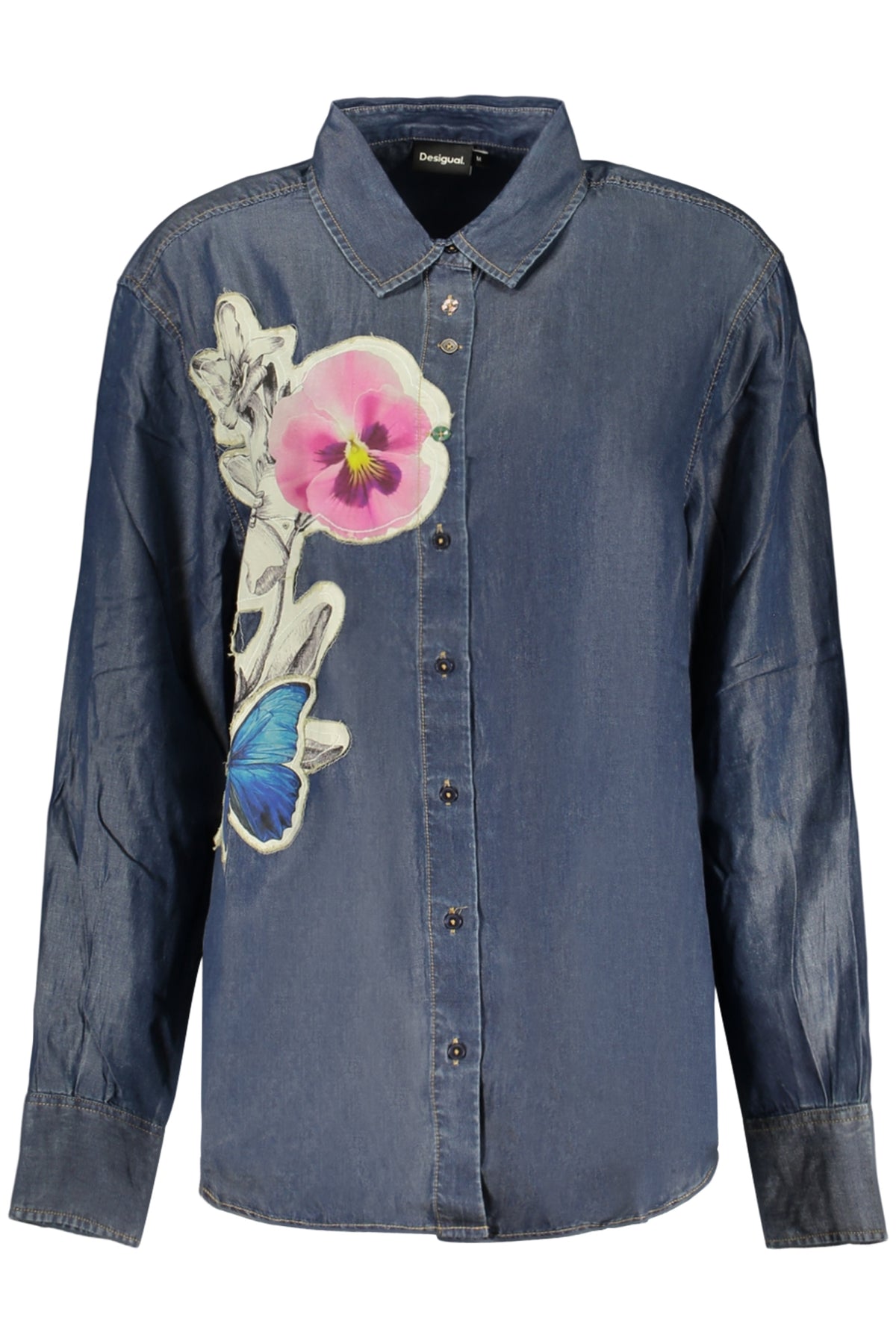 Chemise à manches longues pour femme DESIGUAL, bleue