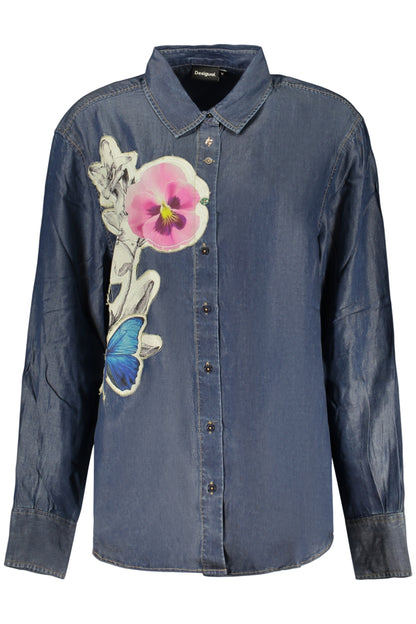 Chemise à manches longues pour femme DESIGUAL, bleue