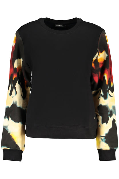 DESIGUAL WOMEN'S BLACK ZIP-UP SWEATSHIRT